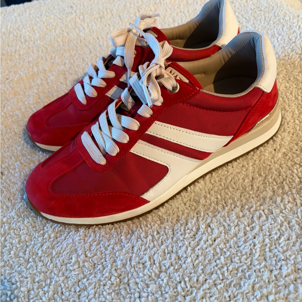 Naturalizer Red and White Women's Retro Runner Sneakers